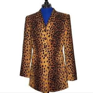 ALBERTO MAKALI vintage cheetah animal print long blazer